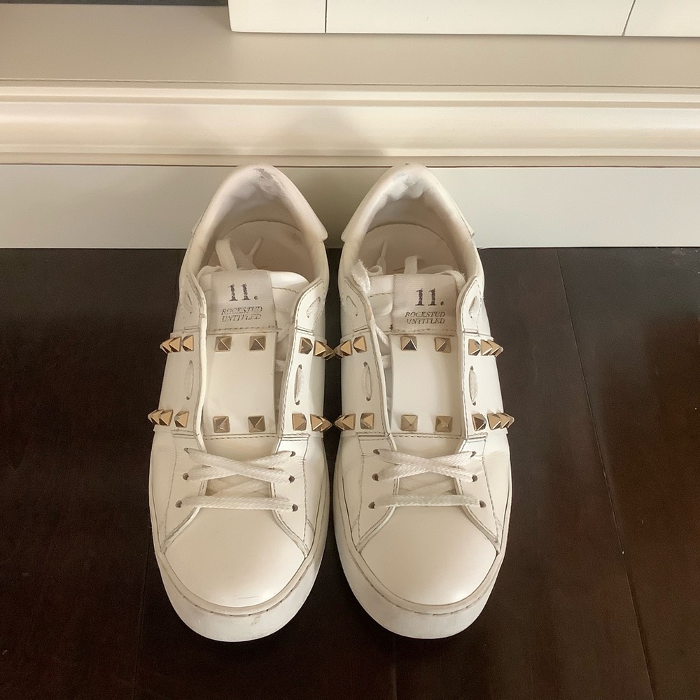 Valentino Garavani Untitled Rockstud Women’s White Leather Sneakers